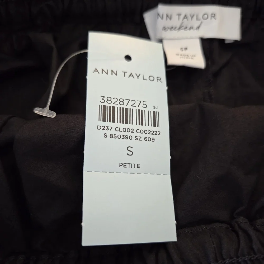 Ann Taylor Weekend sz SP black midi pullon skirt NWT 100% cotton casual everyday - Picture 8 of 10